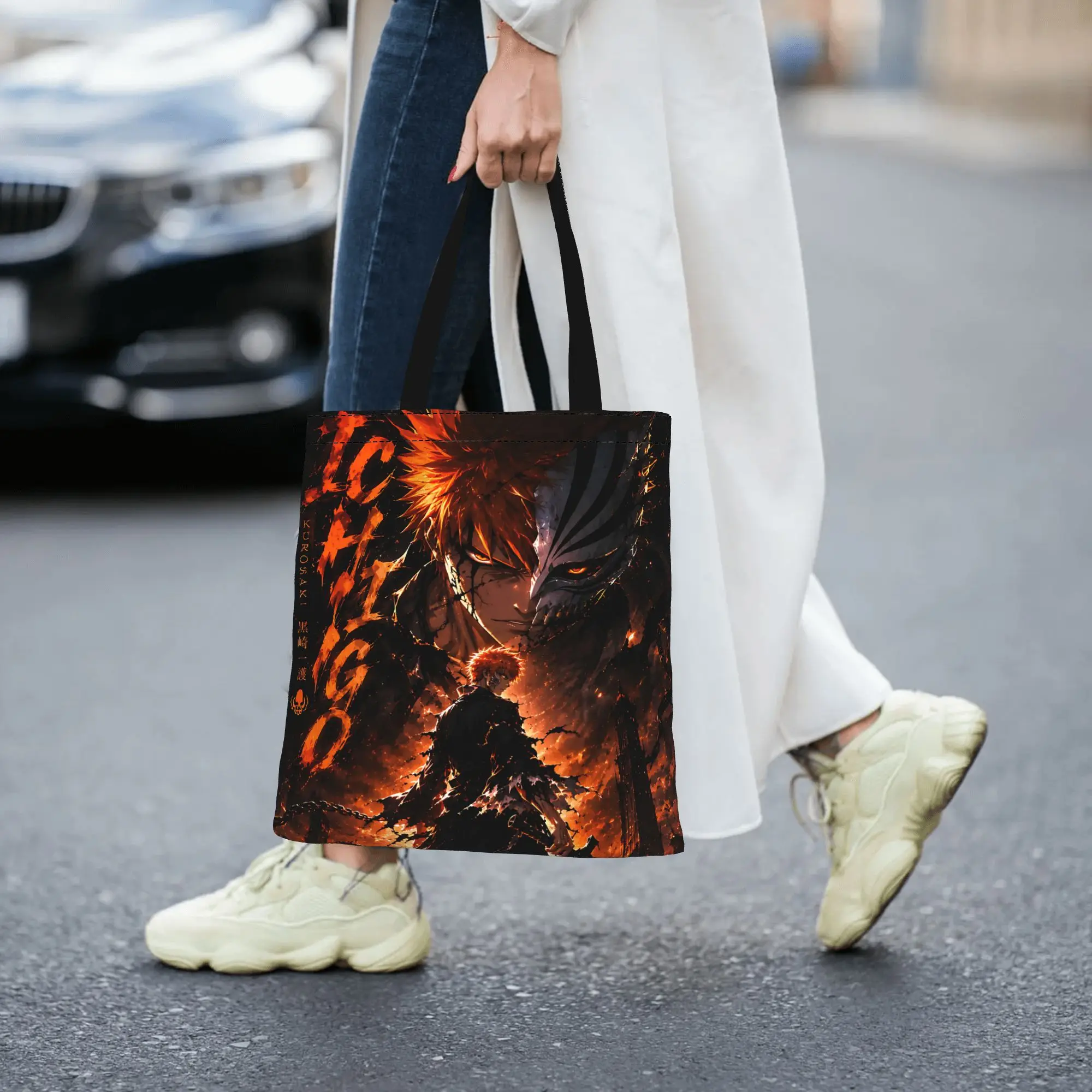 Fashion Bleach Anime Ichigo Women's Bag Shopping Bag  Canvas Tote Bag Women'S Shoulder Handbag Christmas Gift