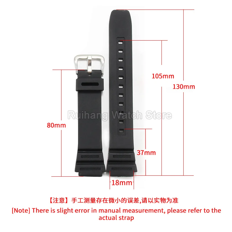 Easy To Clean Flexible Silicone Material Watch Strap 18mm Convex Accessories for Casio AE-1200WH MRW-200H W-800 S210 A158 W-216H