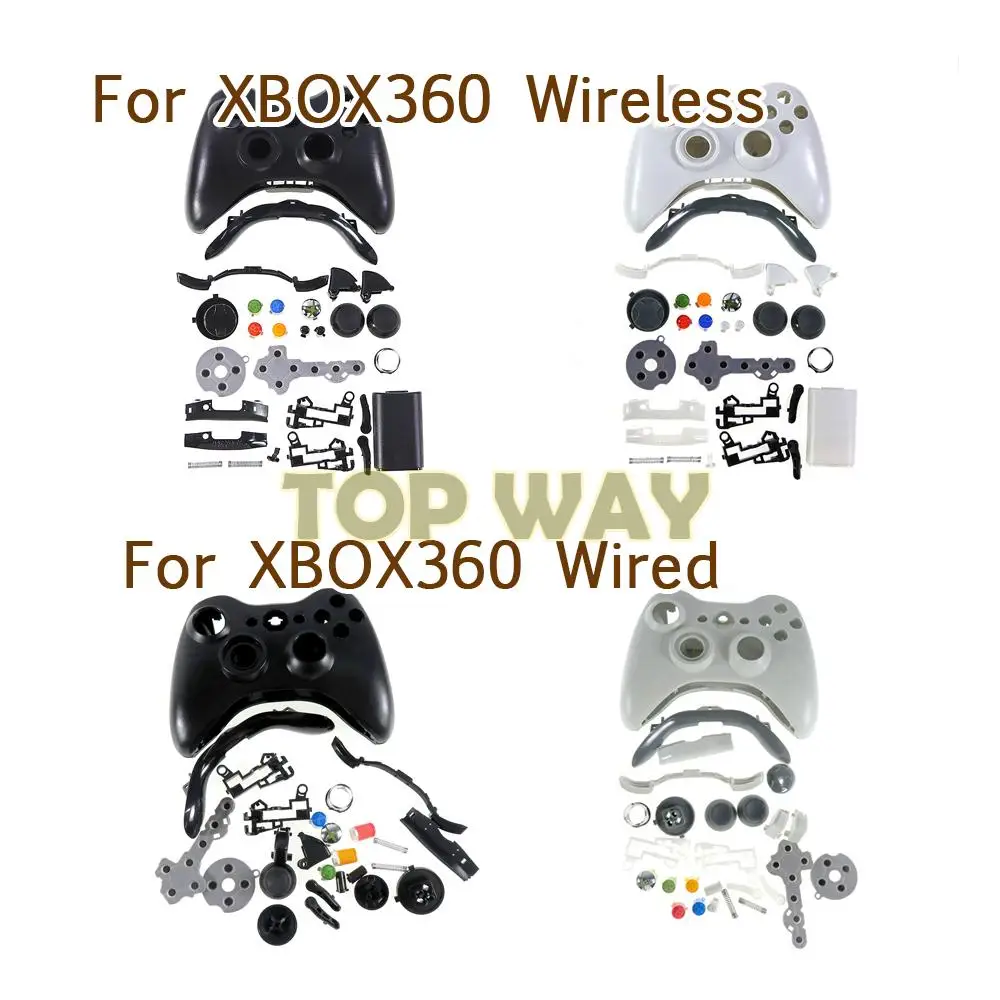 1set For XBOX 360 Wireless Controller Full Case Gamepad Shell Cover with Buttons Analog Stick Bumper For XBox360 Wired Game