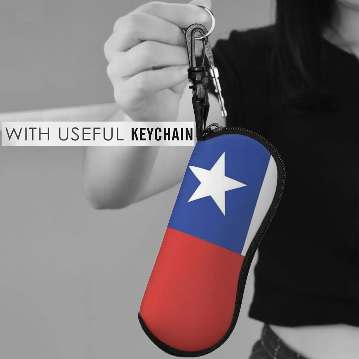 チリ国旗バナーシェルメガネケースプロテクターサングラスボックス女性男性ソフト眼鏡バッグポーチ