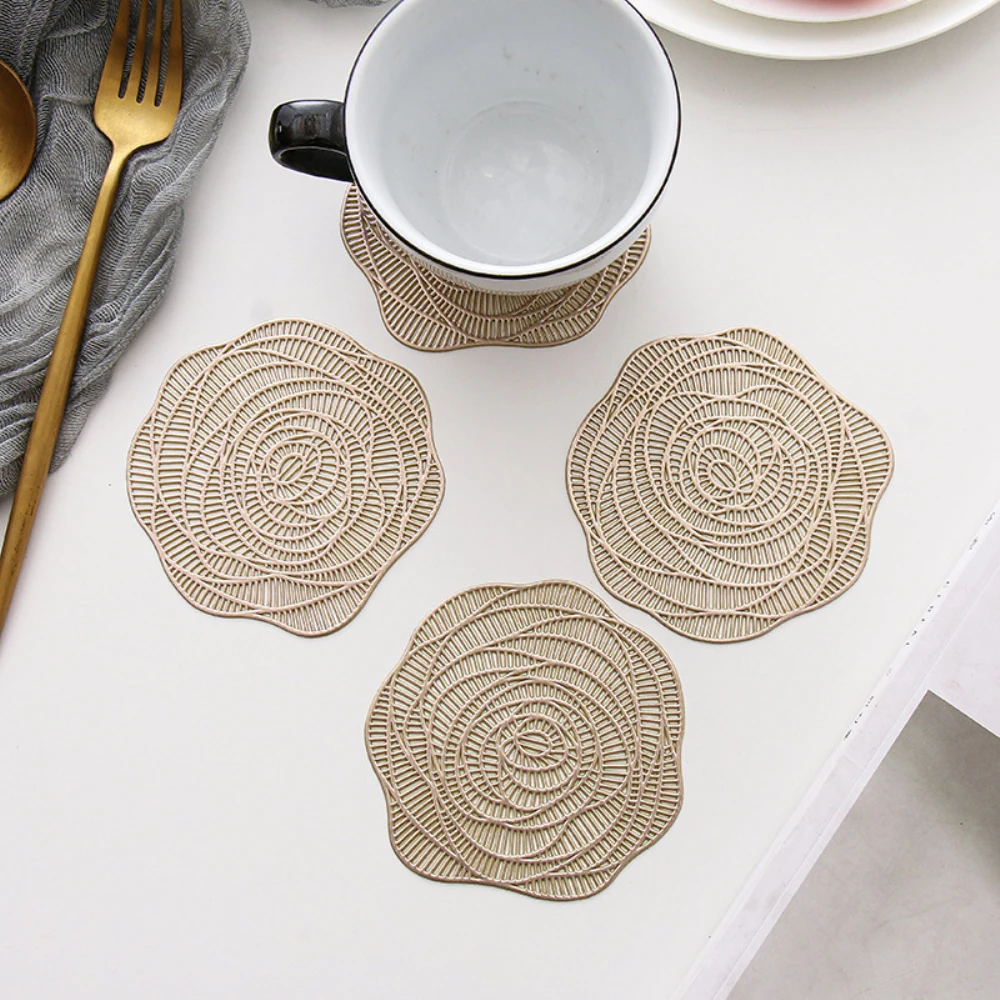 4pcs Coffee Cup Coaster PVC Pad Anti Slip Insulation Pad Tea Cup Mat Hot Drink Holder Mug Stand Home Kitchen Accessories