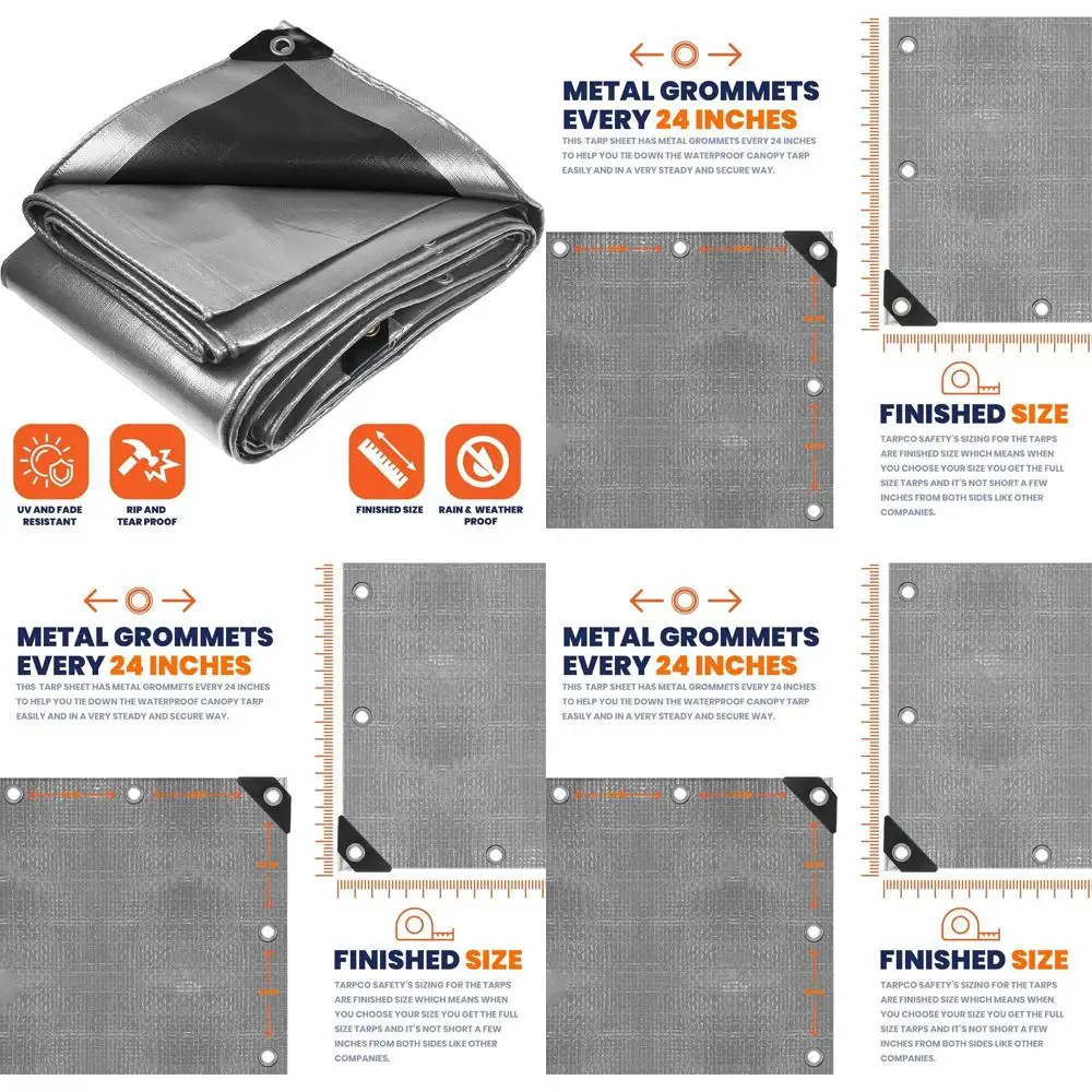 

Прочные водонепроницаемые УФ-стойкие полимерные тенты толщиной 10 мил с усиленными краями для кемпинга, защиты крыш, патио, бассейнов и лодок (размер S)