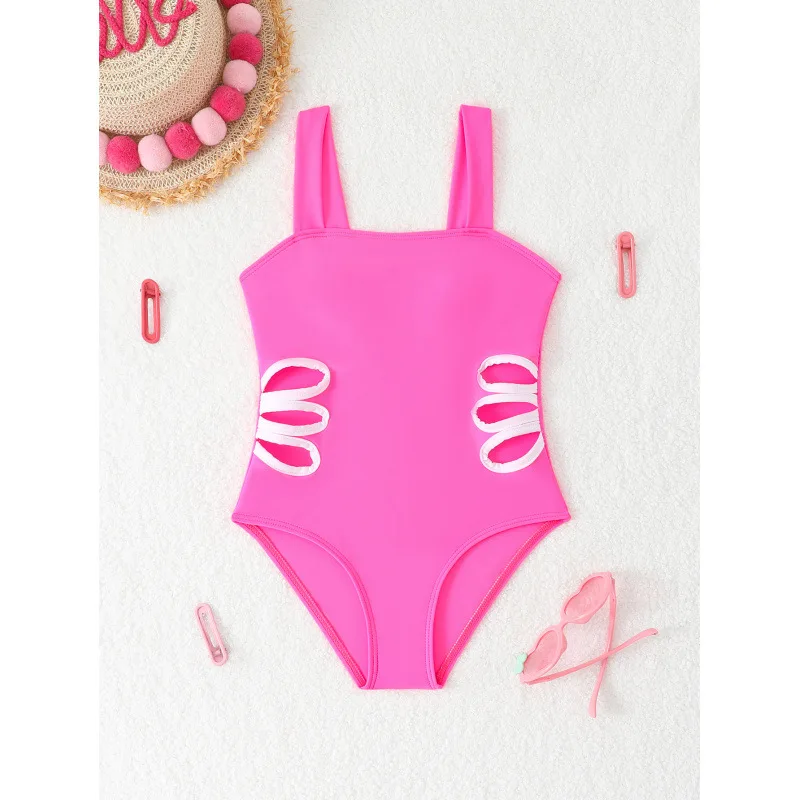 Girls One Piece Swimsuit 7-12 Year Kids Swim Suit Teenage Children's Swimwear 2025 Black Cut Out Bathing Suits Beach Wear Cute