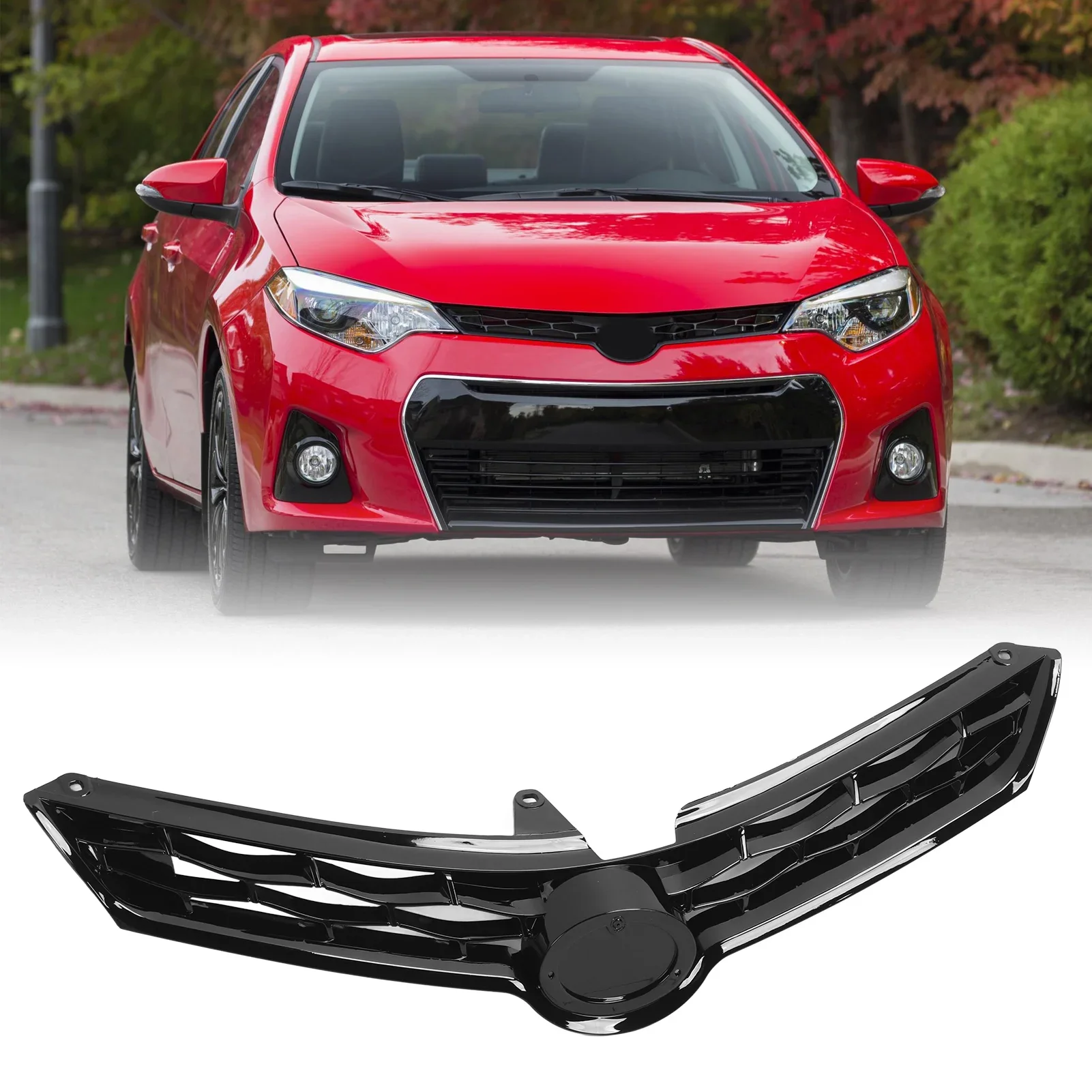 Front Bumper Upper Grille 53100‑02570 Upper Hood Grille Cover Replacement For Toyota Corolla S E170 2014 To 2016