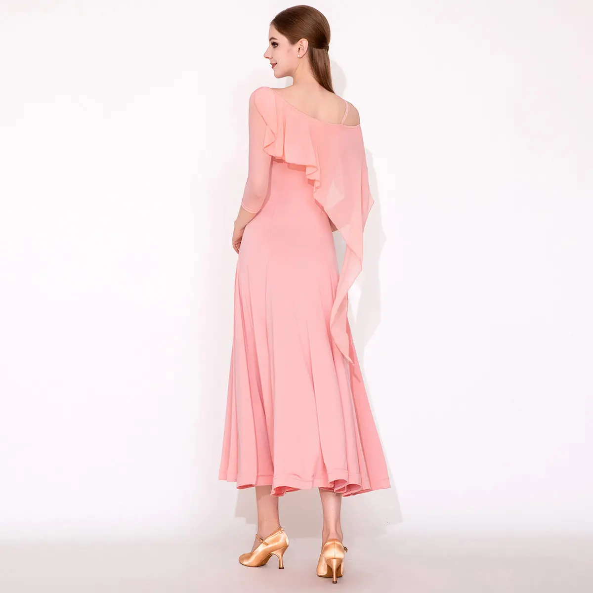 

Classic Shawl Style Modern Dance Dress Ballroom Dance Mid-Sleeve Clothing Competition Performance Practice Dance Dress Clothing