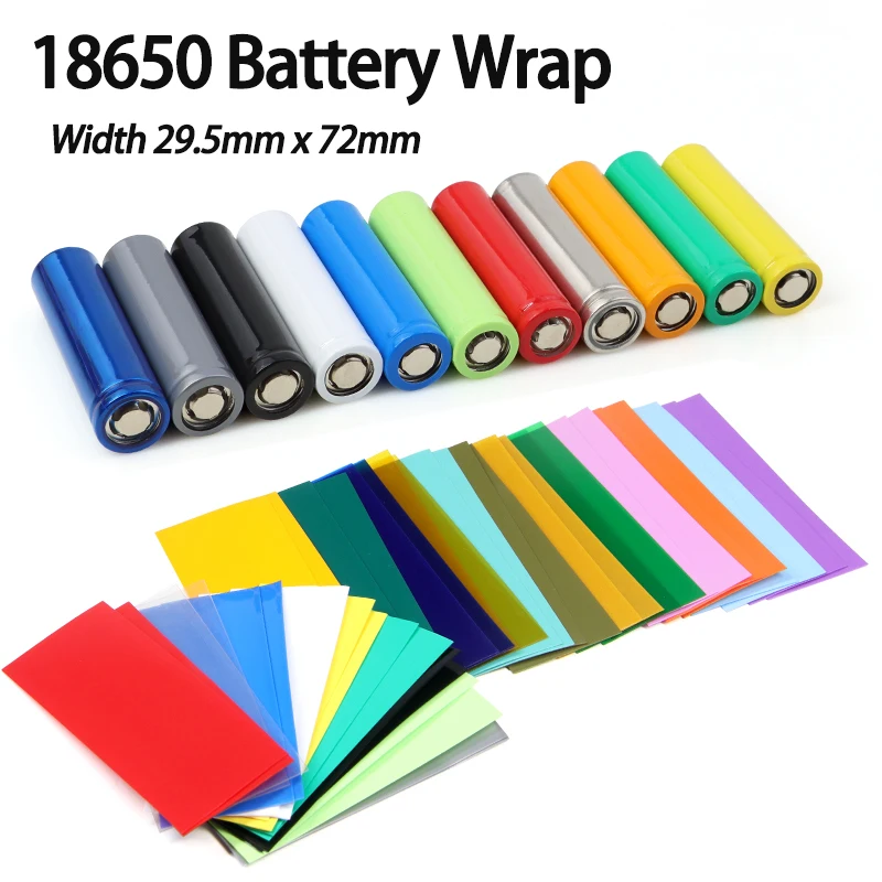 100 Stück PVC Vorgeschnittene 18650 Batterie-Schrumpffolie Breite 29,5mmx72mm Wärmeschrumpfende Isolierhülle Schrumpfbare Batteriefolie