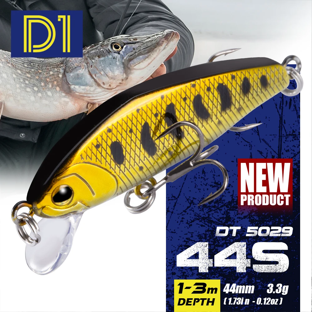 

D1 Minnow Fishing Lure 44mm/3.3g Fresh Water Trout Lure Sinking Artificial Hard Wobbers For Trout Carp Bass Fishing Tackle