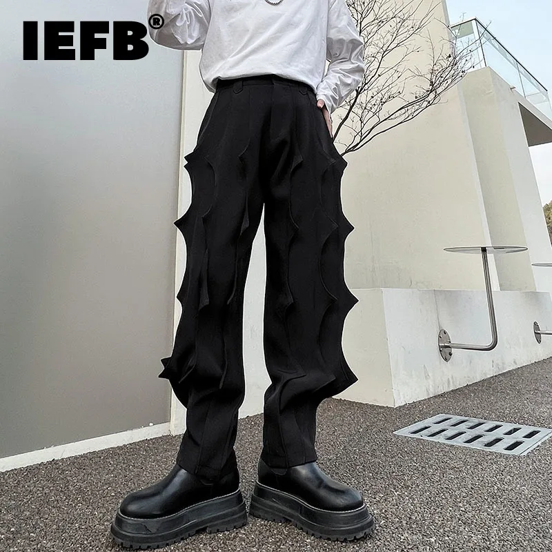 IEFB Pleated Male Niche Desgin Harem Pants Men\'s Soild Color Casual Chic Trousers Korean Fashion 2023 Spring Stylish New 9A7863