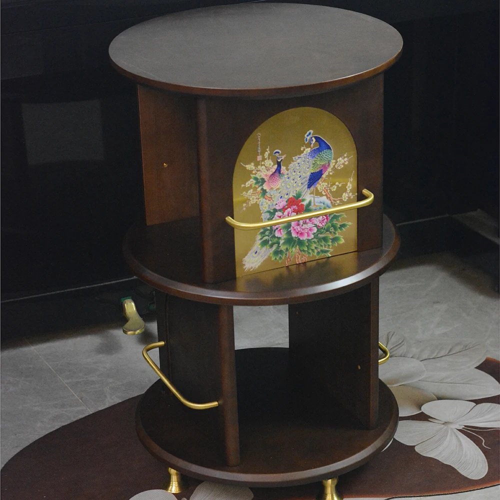 all-copper mobile rotating desk, composite bamboo and wood furniture, living room, sofa side storage, tea cabinet, bedroom s