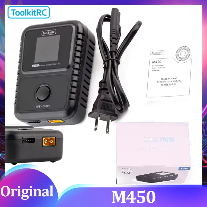 Toolkitrc M450 Smart Lipo Battery Charger Discharger 50W 2~4S LiPo LiHV LiFe Controlla Cut-Off Voltage for RC Drone Car Truck