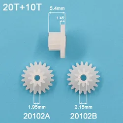 20T +10T 0.5M Dual Gears 2mm Tight / Loose Hole  20 Teeth OD=11mm + 10 Teeth od=6mm Plastic Pinion Toy Accessories 20102A 20102B