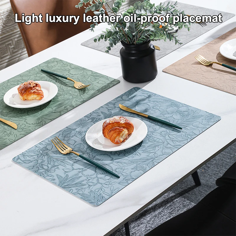 Leather Placemats Heat Resistant Table Dining Place Mat Oil Resistant And Waterproof Non-Slip Place Mat Outdoor Tableware