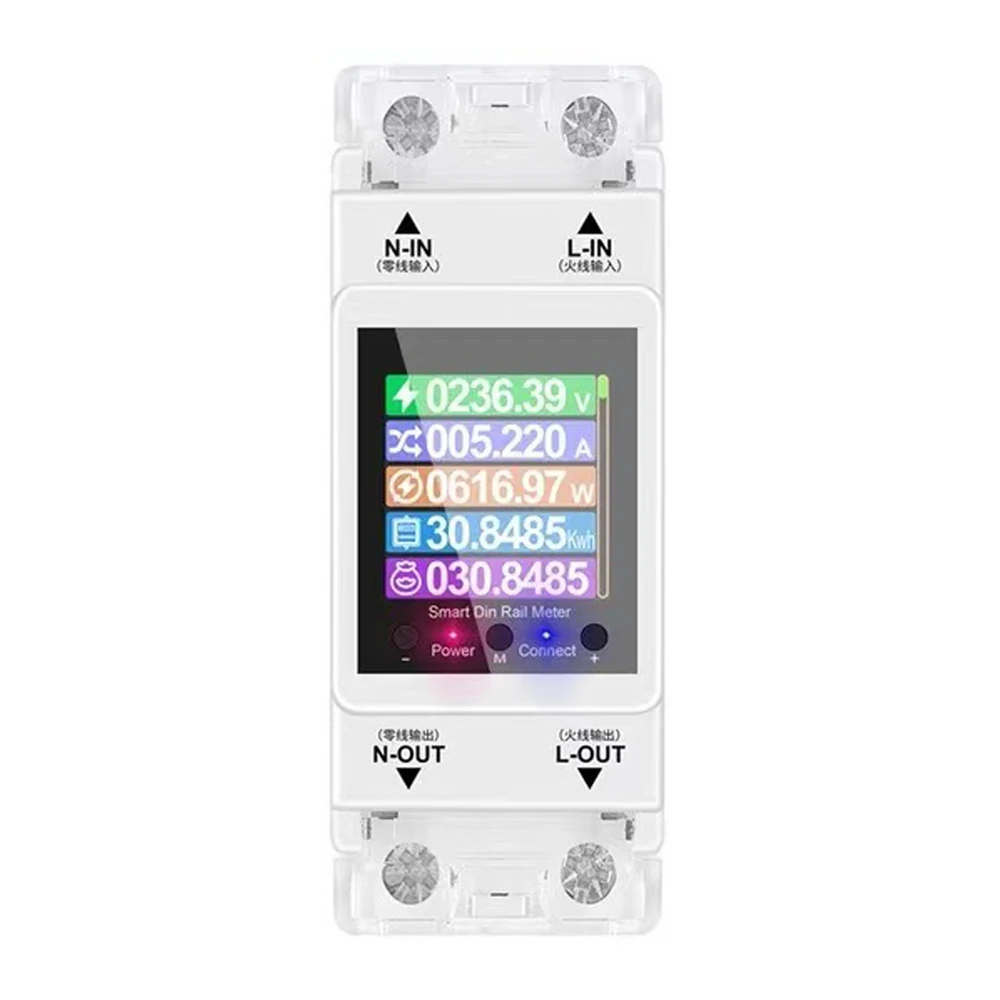 AT2PW WIFI Din Rail Energy Meter 100A Smart Switch Remote Control AC85-265V Digital Volt Amp Kwh Frequency Factor Meter