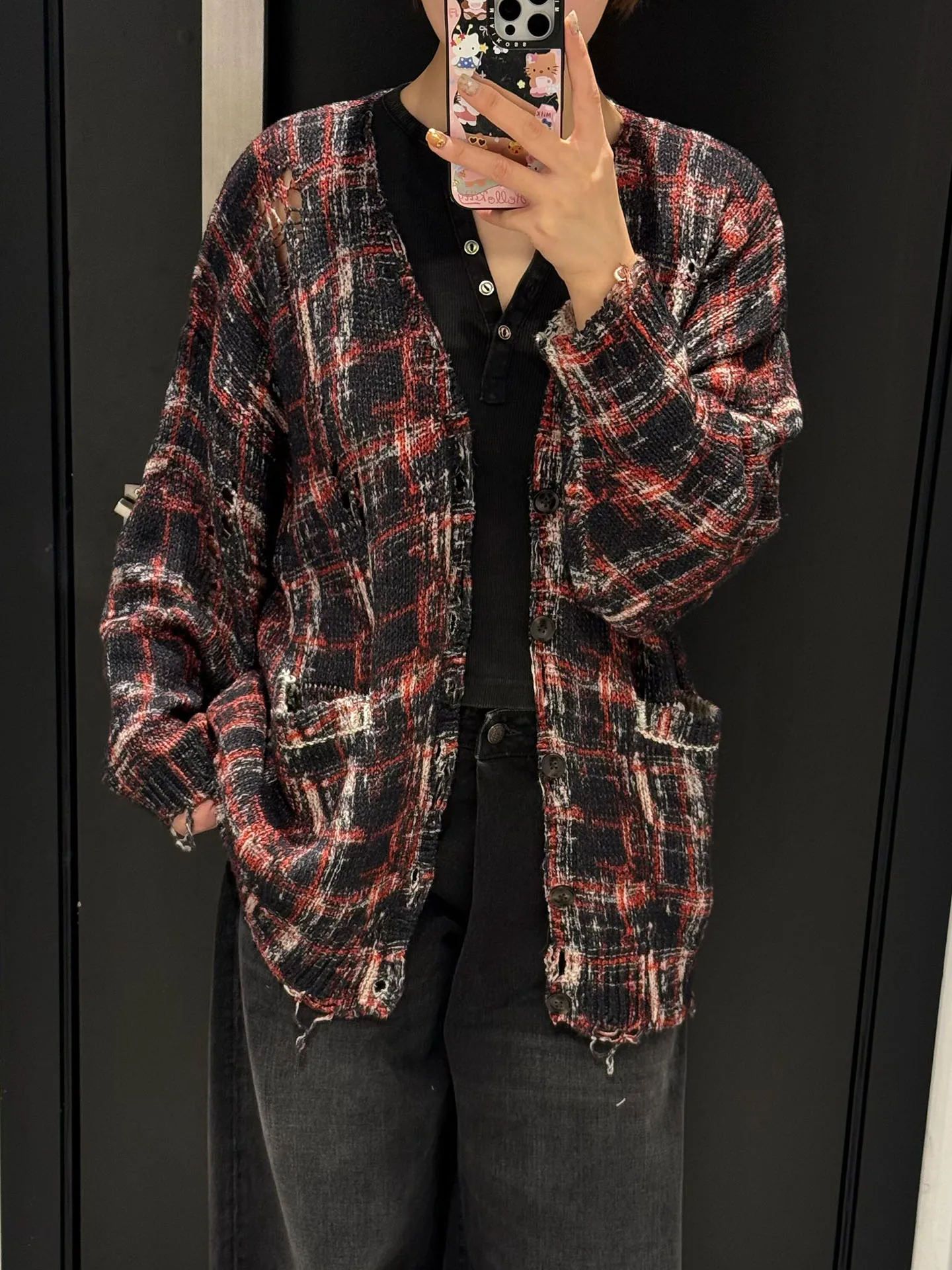 

Retro Sle Plaid Jaet Women's Faionable Spring 2026 Lazy Chic Versatile Personali Top Button Closure ort Coat