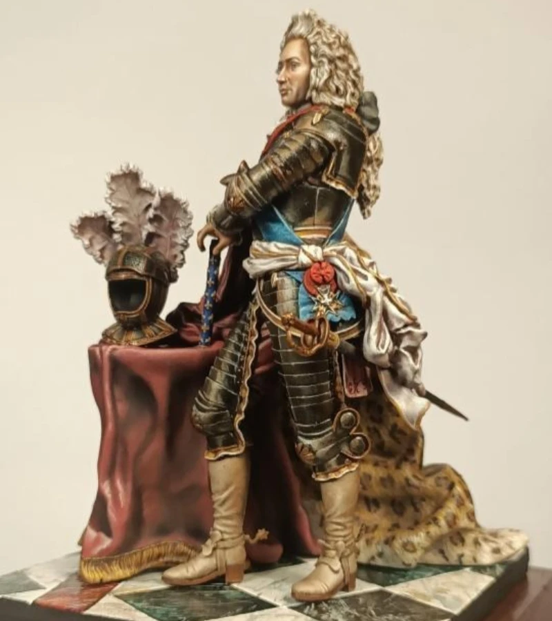 1/24 Scale 80mm DieCast Resin Figure Model Kit Ancient French Marshal Hobby Miniature Toys Unassembled Unpainted DIY Diorama