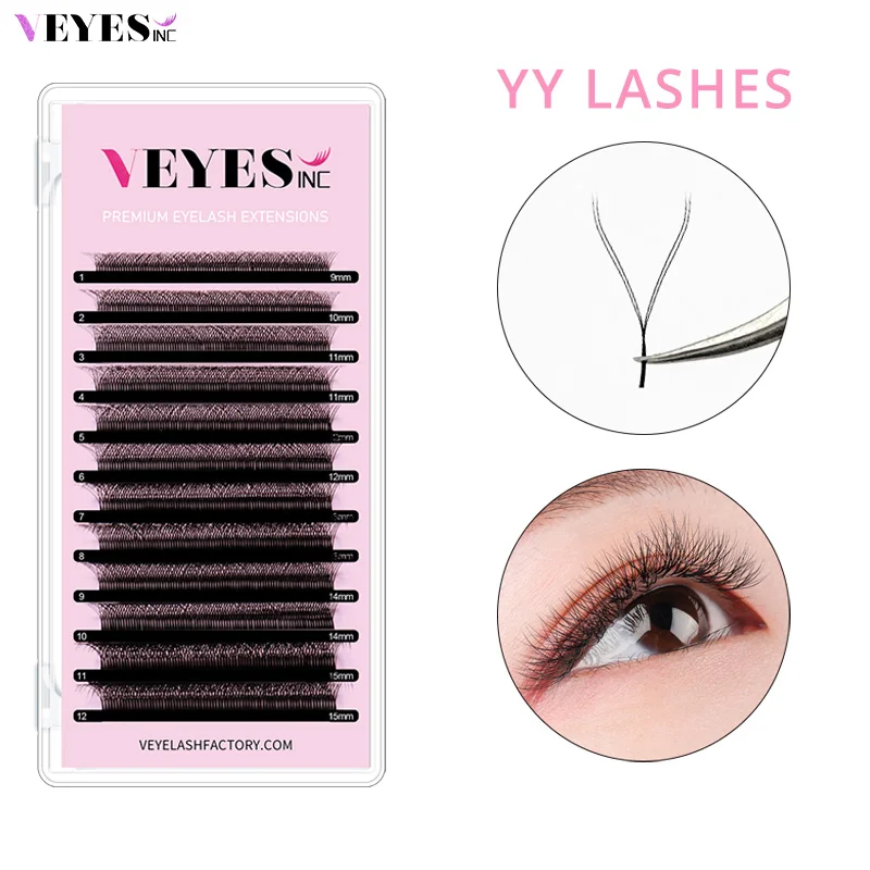 Veyes Inc YY Shape Eyelash Extensions Veyelash Hand Woven Black Natural Soft Brazilian YY Lashes Premade Volume Fan Individual