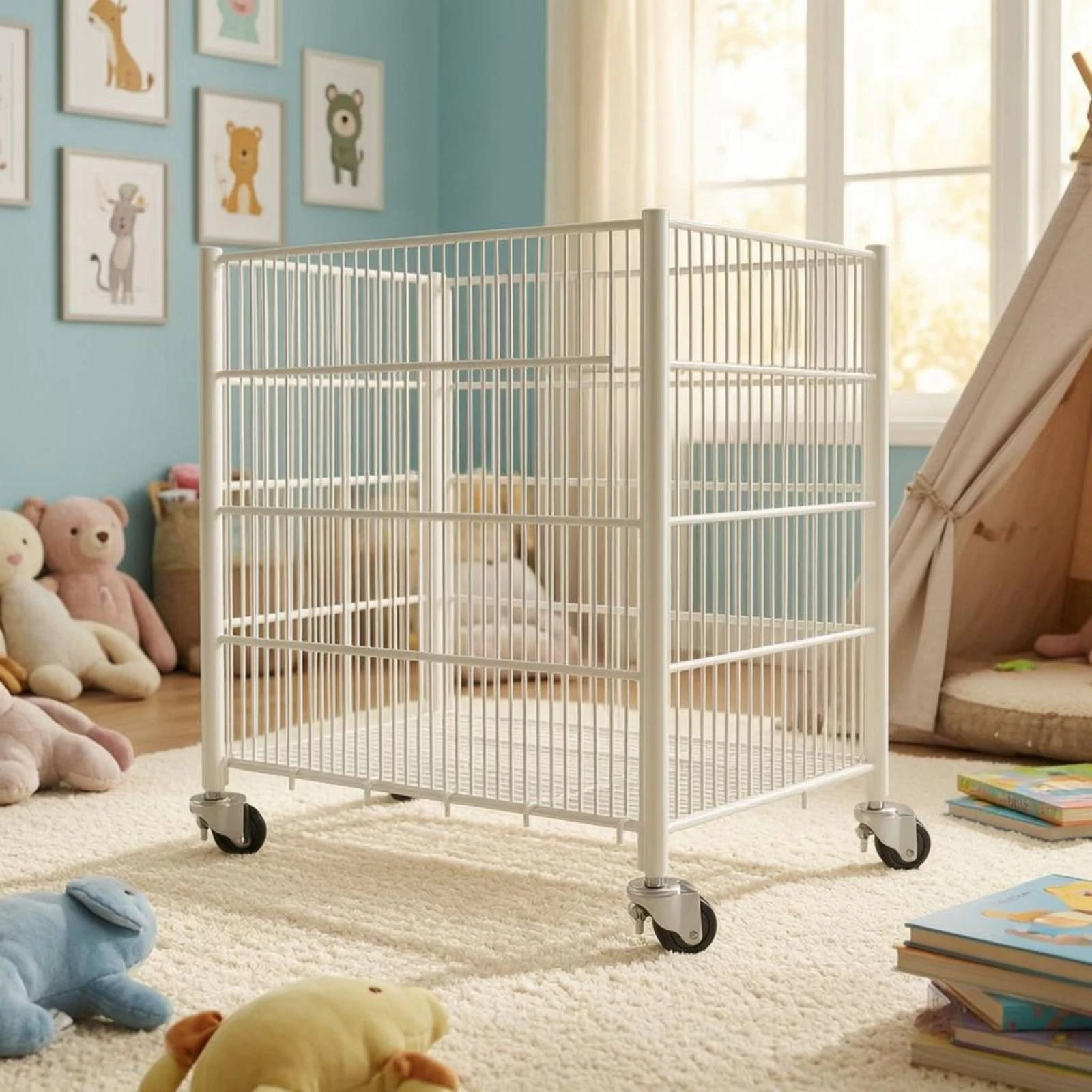 Wire Storage Trolley Easy Mobility Metal Storage Trolley Mobile Shelving Unit Multifunctional Home Organizer Anti-Rust