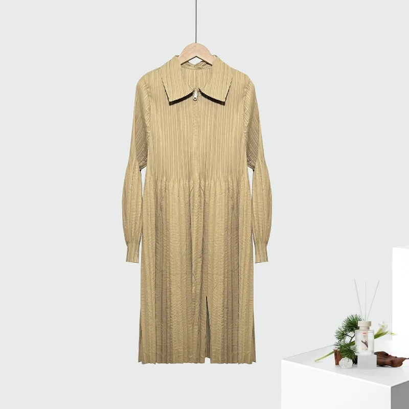 ミヤケ ミドル丈トレンチコート レディース ルーズフィット ラペルカラー ジップアップ 2025新作 多用途カーディガン 韓国風婦人服