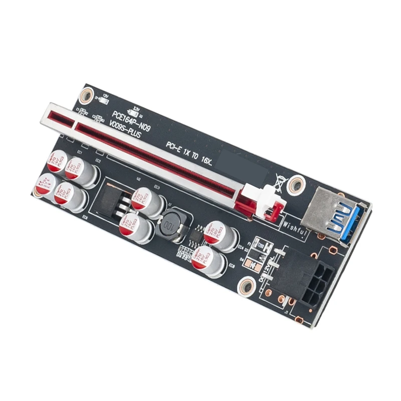 PCI-E Pcie Riser 009S PLUS Professional Express 1X 4X 8X 16X extensor PCI E USB Riser 009 GPU 6 pines tarjeta SATA 15 pines