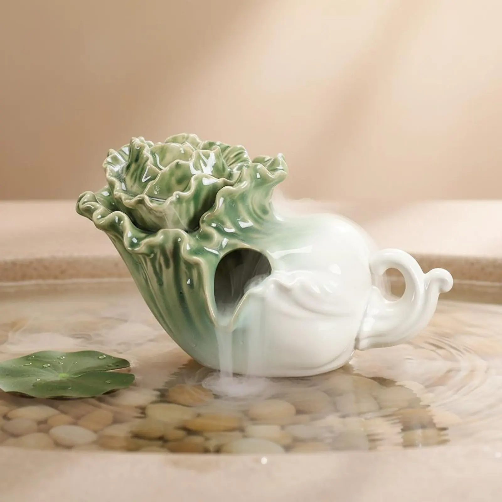

Pond Fountain Spout Oxygenation Ceramic Waterfall Jar Ceramic Water Fountain Filtration Yard Accent Easy to Install for Aquarium