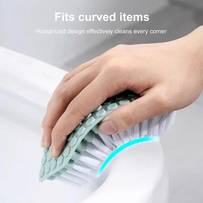 Bathroom Scrubber Brush Cleaning Brush Comfort Grip & Flexible Stiff Bristles Triangle Head Heavy Duty Floor Scrub V-shaped