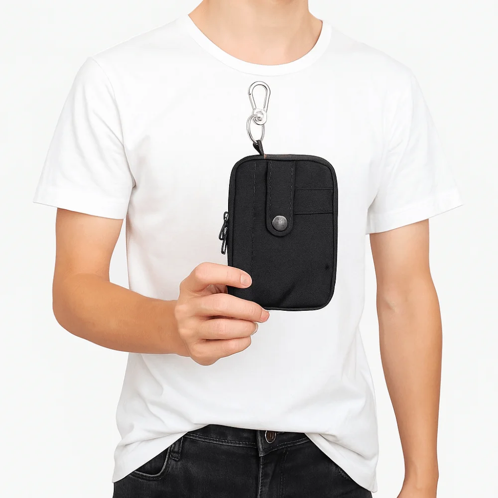 

Short Wallet Multifuctional Canvas Coin Purse Square Zipper Earphone Bag Solid Color Card Holder Mini Storage Bag Travel