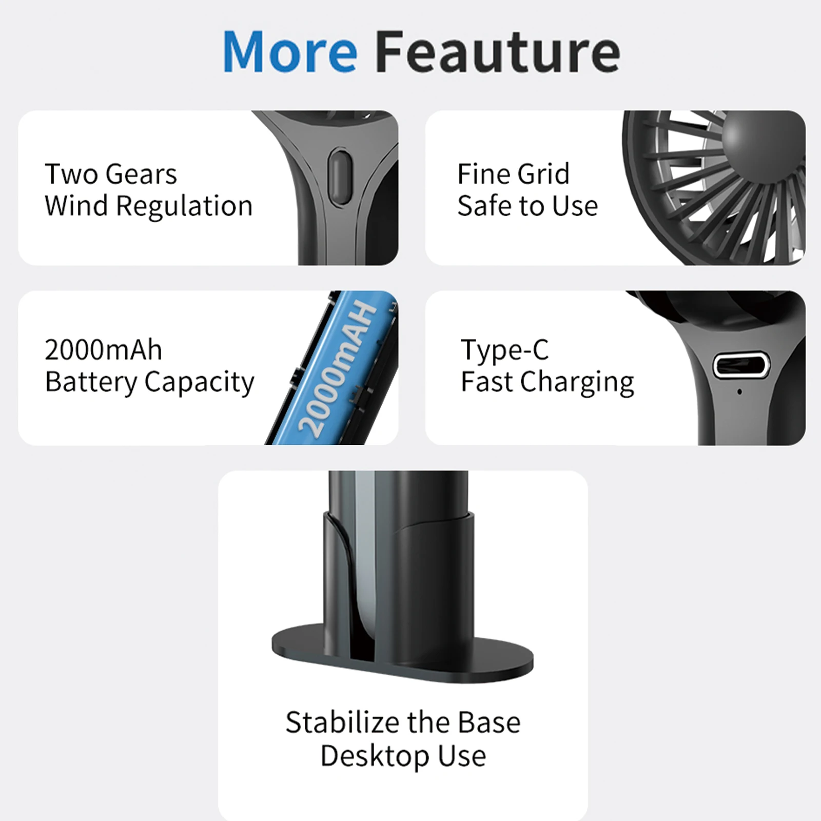 Mini Personal Fan Handheld, Small Portable Handheld Fan, Battery Operated, USB Rechargeable, Face Makeup Lashes Desk Fan With Ba