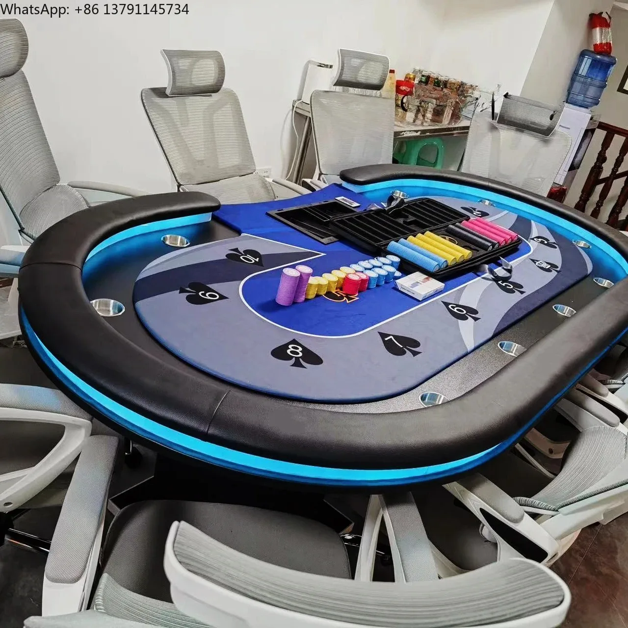 

Специальный стол для покера Texas Poker Table, предназначенный для шахматных клубов и игровых комнат, с возможностью индивидуальной настройки размера и цвета.