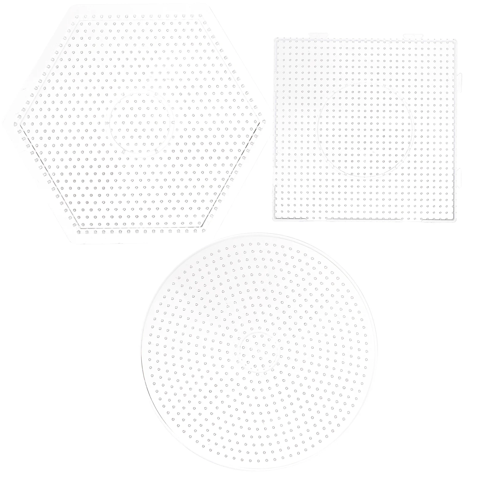 3 Pcs Round Pegboards DIY Educational Tool Fuse Beads Cant See Thing Clear Kids Craft Square