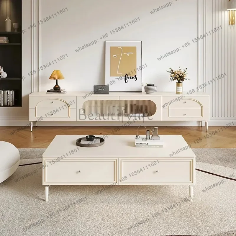 yj21 French Trendy Tv Stand Glamour Living Room Storage Drawers Tv Stand Beauty Aesthetic Moveis Para Tv Da Sala Home Furniture