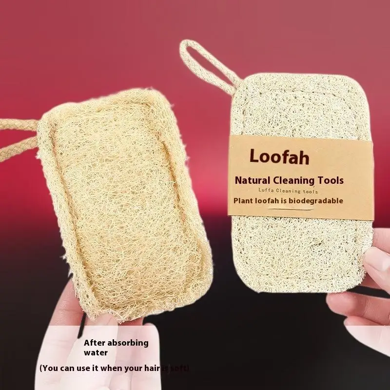 6pcs Oil Stain Removing Scrubber Kitchen Clean Brushes Natural Luffa Dish Towel Washing Cloth Sponge Loofah Scrub Pad Dish Pot