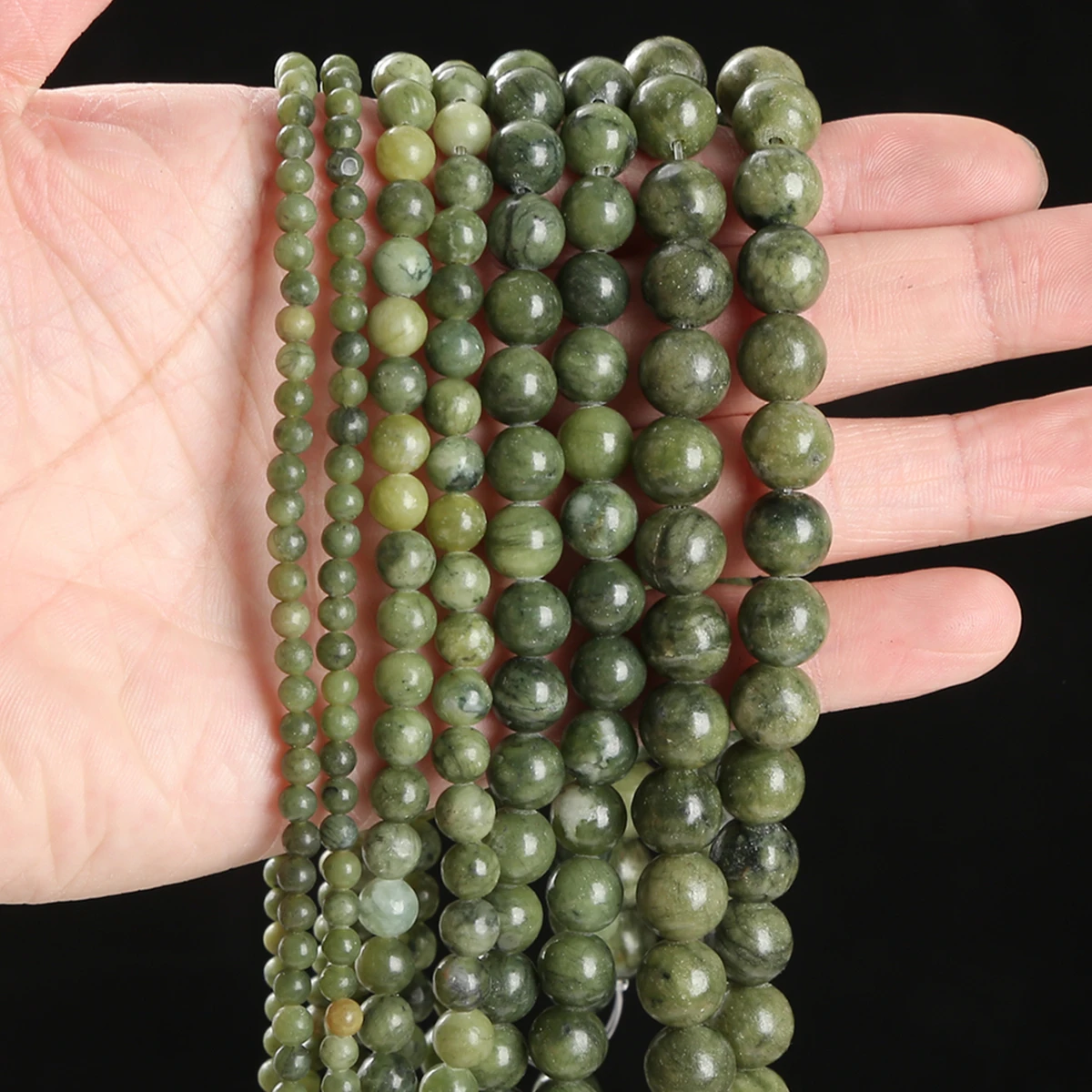 Natural Stone Dark Color Southern Jade Bead Round Loose Spacer Bead for Jewelry Making Wholesale DIY Bracelet Necklace Accessory