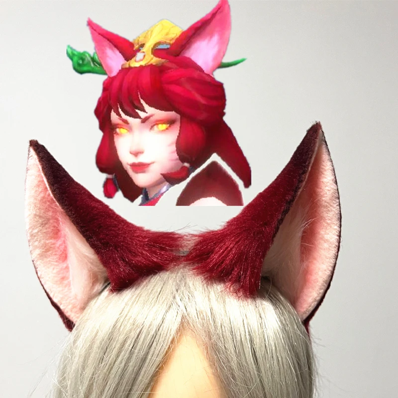 cerceau-de-cheveux-pour-femmes-fait-a-la-main-league-of-legends-ahri-fox-queue-d'oreille-pour-jeu-de-fete-de-noel-accessoires-de-cosplay