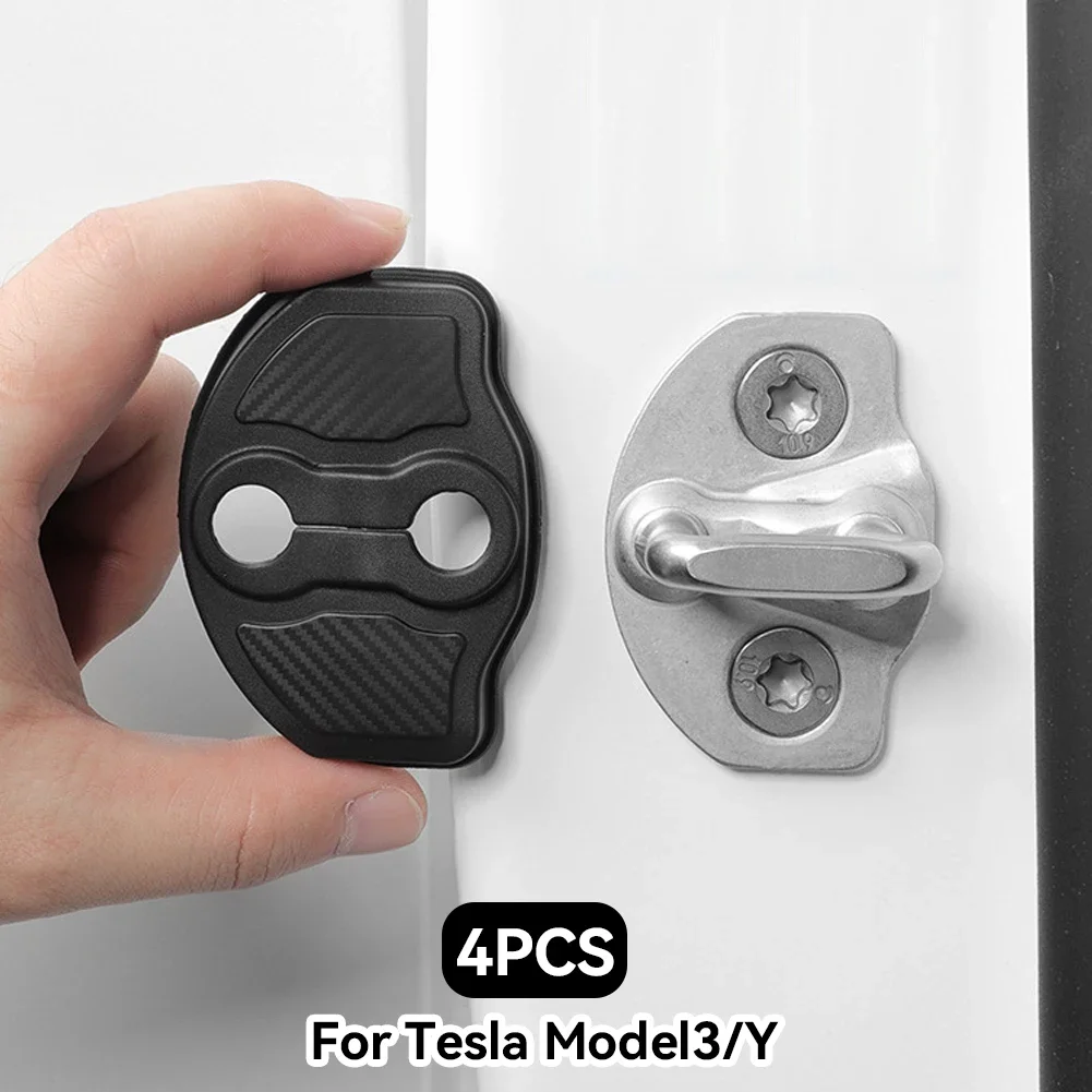 4pcs For Tesla Model Y Car Door Lock Cover Model 3 2023-2024 Car Styling Door Lock Protection Cap Modification Accessories