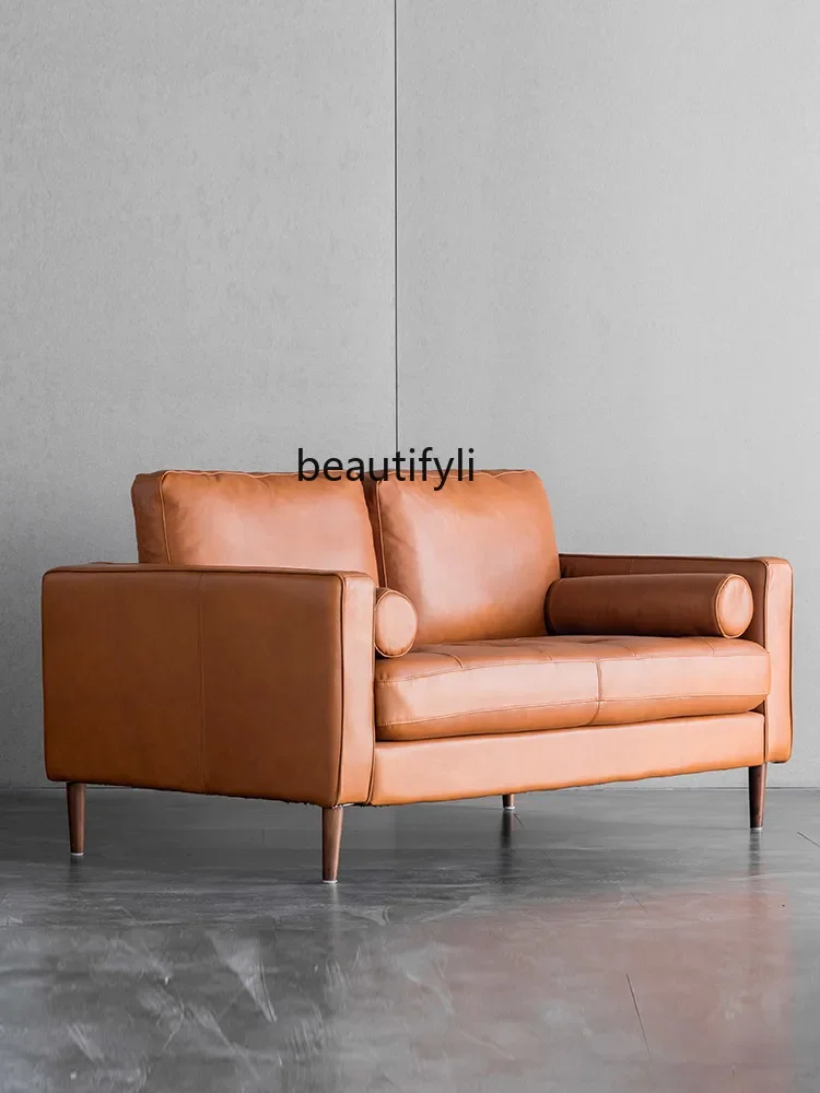 

YH13 Living Room Home Modern First Layer Cowhide Single Seat Full Leather Sofa Simple Small Apartment Three-Person Seat