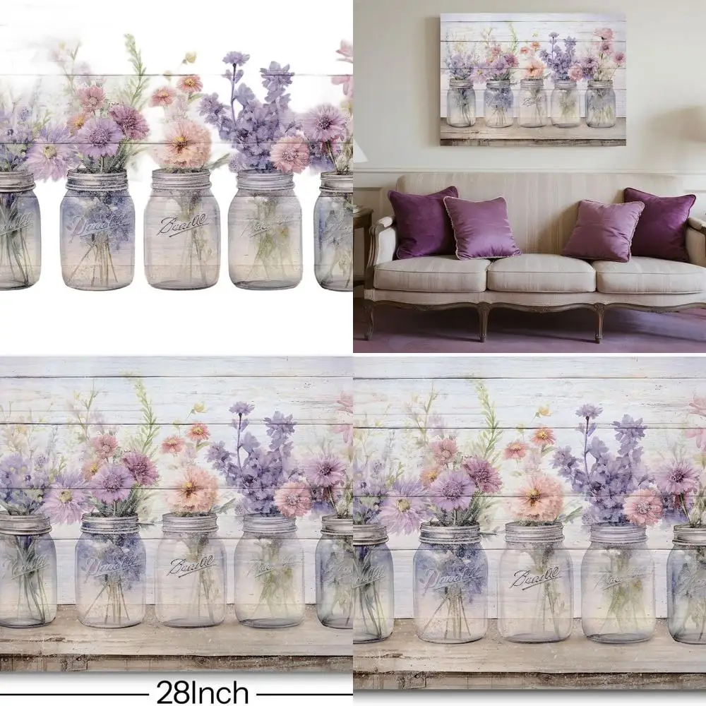 

Purple and Pink Watercolor Floral Wall Art Print, 20x28 Inch, Suitable for Girls' Rooms, Bathrooms, and Home Offices