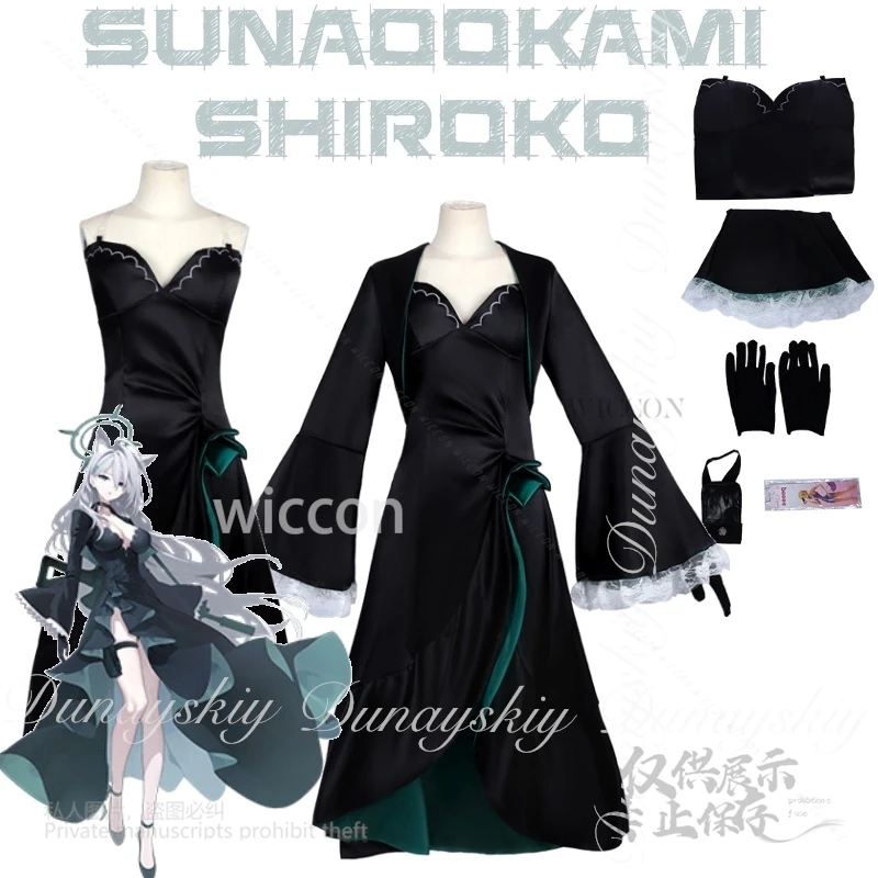 MoeMimic Blue Archive Game Sunaookami Shiroko Cosplay With The Cultivation Black Dress Blackened Version Costume Cos