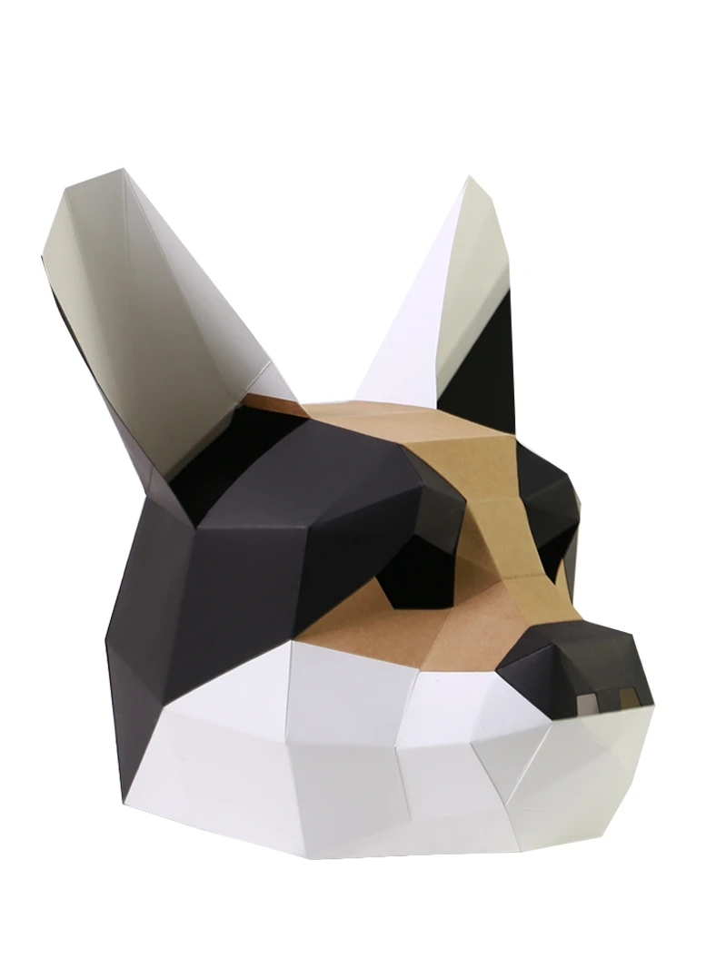 Masque tête de renard chien, moule en papier 3D, couvre-chef, modèle Animal, accessoires de Cosplay d'halloween pour femmes et hommes, masques artisanaux de bricolage pour jeu de rôle de fête