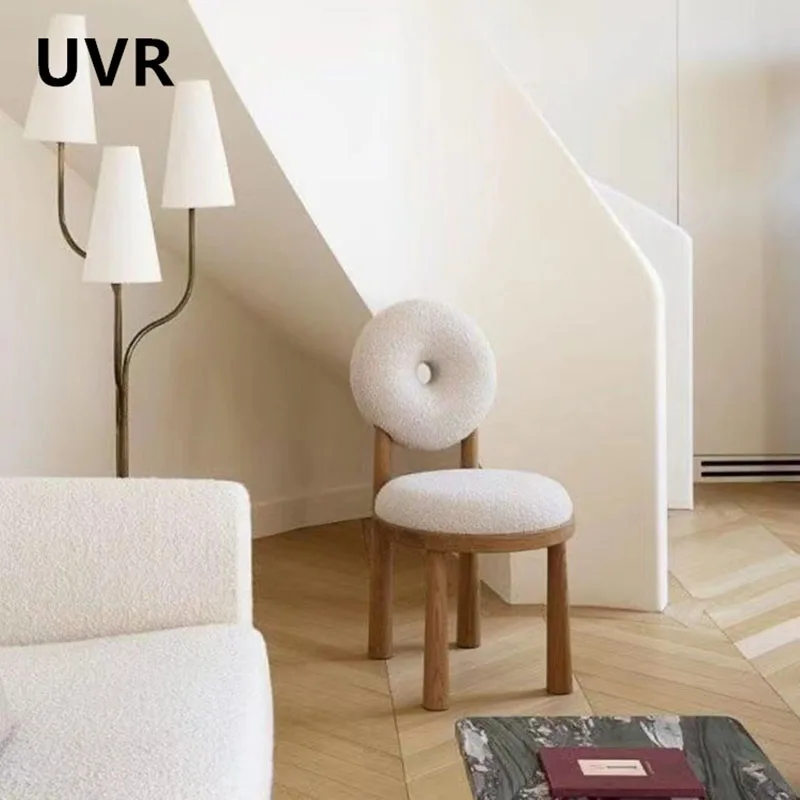 UVR High-quality Dining Chairs Home Reclining Chairs Non-slip Ladies Dressing Stool Comfortable Lambswool Restaurant Chairs