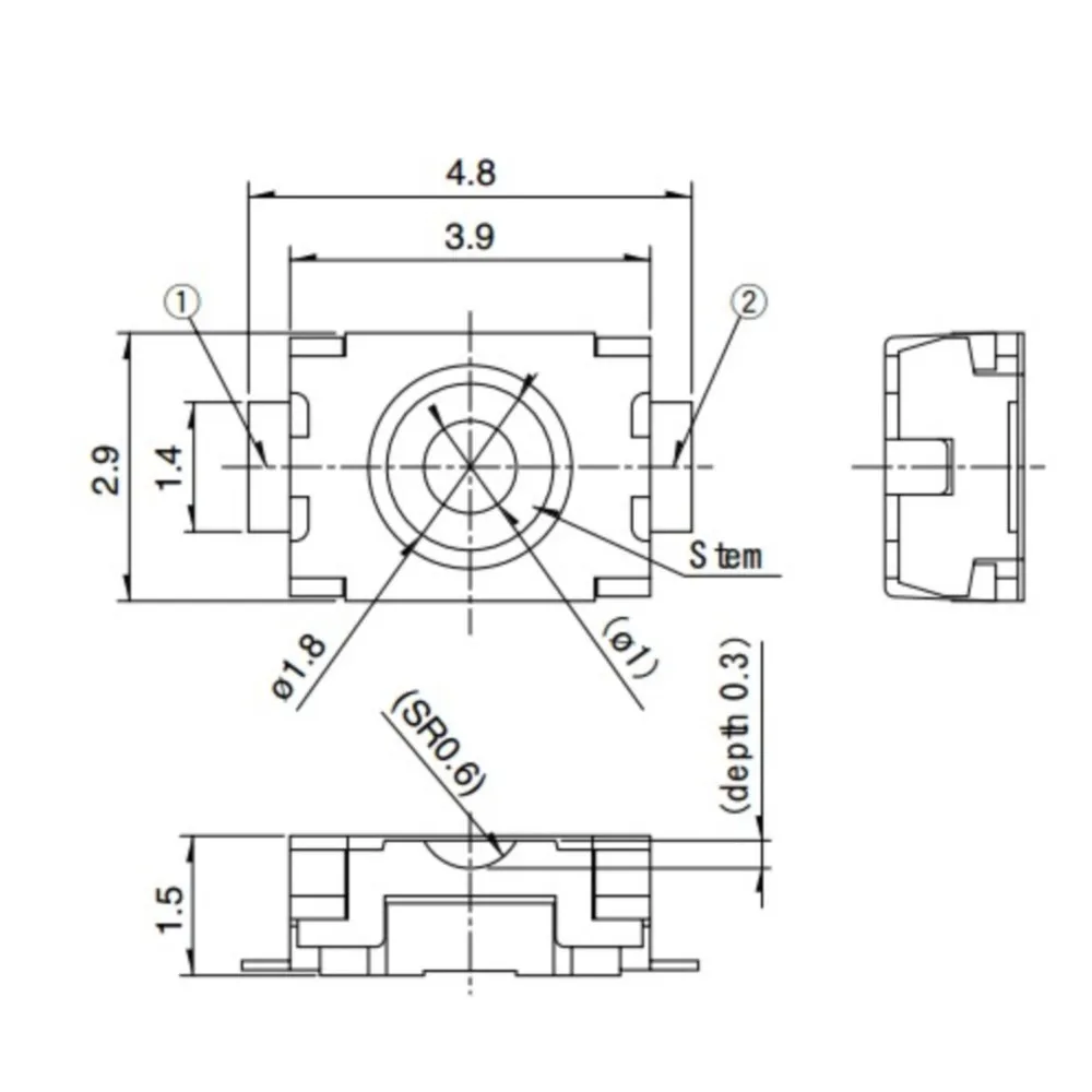 10Pcs Taiwan 3*4*1.5MM With Fixed Point Patch 2-foot Switch In The Plane Press The Touch Switch Button Button Switch