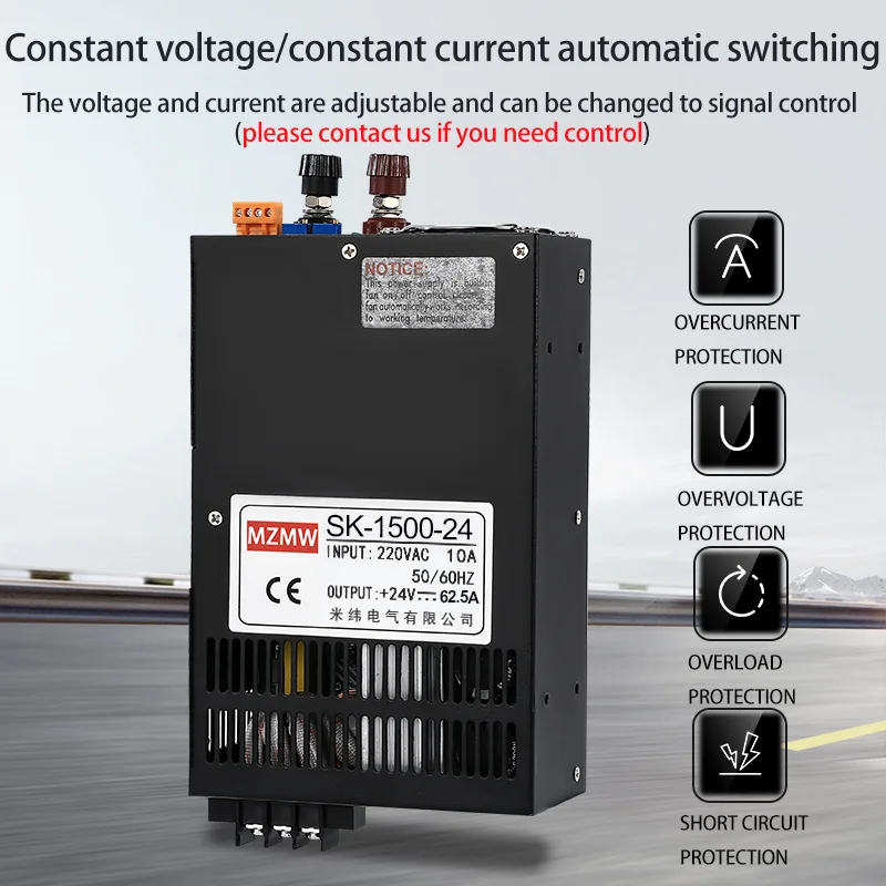 Imagem -02 - Fonte de Alimentação do Interruptor do Mzmw1500w 110v 220v Ac-dc 0-12v 24v 36v 48v 60v 72v 80v 110v 150v 220v Smps Ajustável para a Indústria