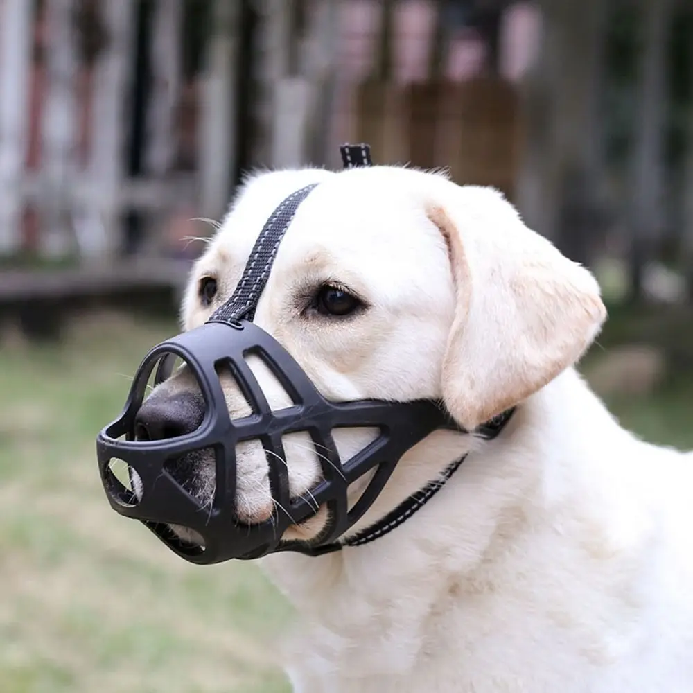 

2pcs Adjustable Dog Muzzle Breathable Anti-barking Pet Mouth Cover Prevent Accidentally Eating Reflective Tape Dog Mouth Mask