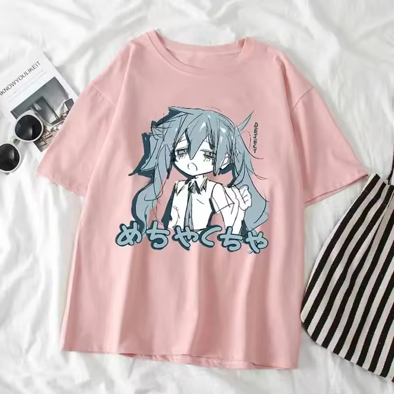 Japanese Y2K Anime Women T-shirt Cotton Loose Streetwear Casual Tees Big Size Short-sleeved Hip-hop Harajuku Tops Women Clothing - Image 6