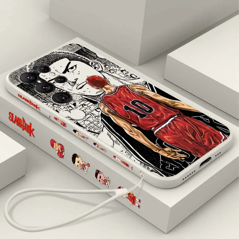 Anime Dark Slam Dunk For Samsung Galaxy S26 S25 S24 S23 S22 S21 S20 Pro Edge Ultra Plus FE Liquid Left Rope Phone Case