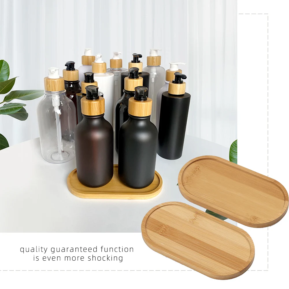 Shower Shampoo Container Storage Trays Body Wash Cosmetics Dispenser Holder Stand Bamboo Wood Tray Bathroom Kitchen Pot Holder