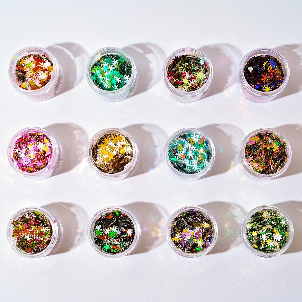 حورية البحر تأثير الترتر مسمار الفن اكسسوارات الديكور المبهر مسمار بريق رقائق قوس قزح عيد الميلاد مابل ليف مانيكير العرض #4