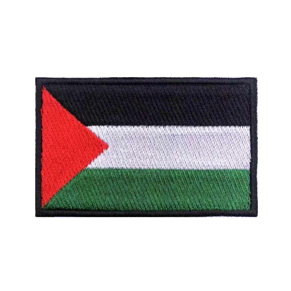 Parches de la bandera de Palestina, parche bordado de gancho y lazo, insignia bordada de hierro, raya militar