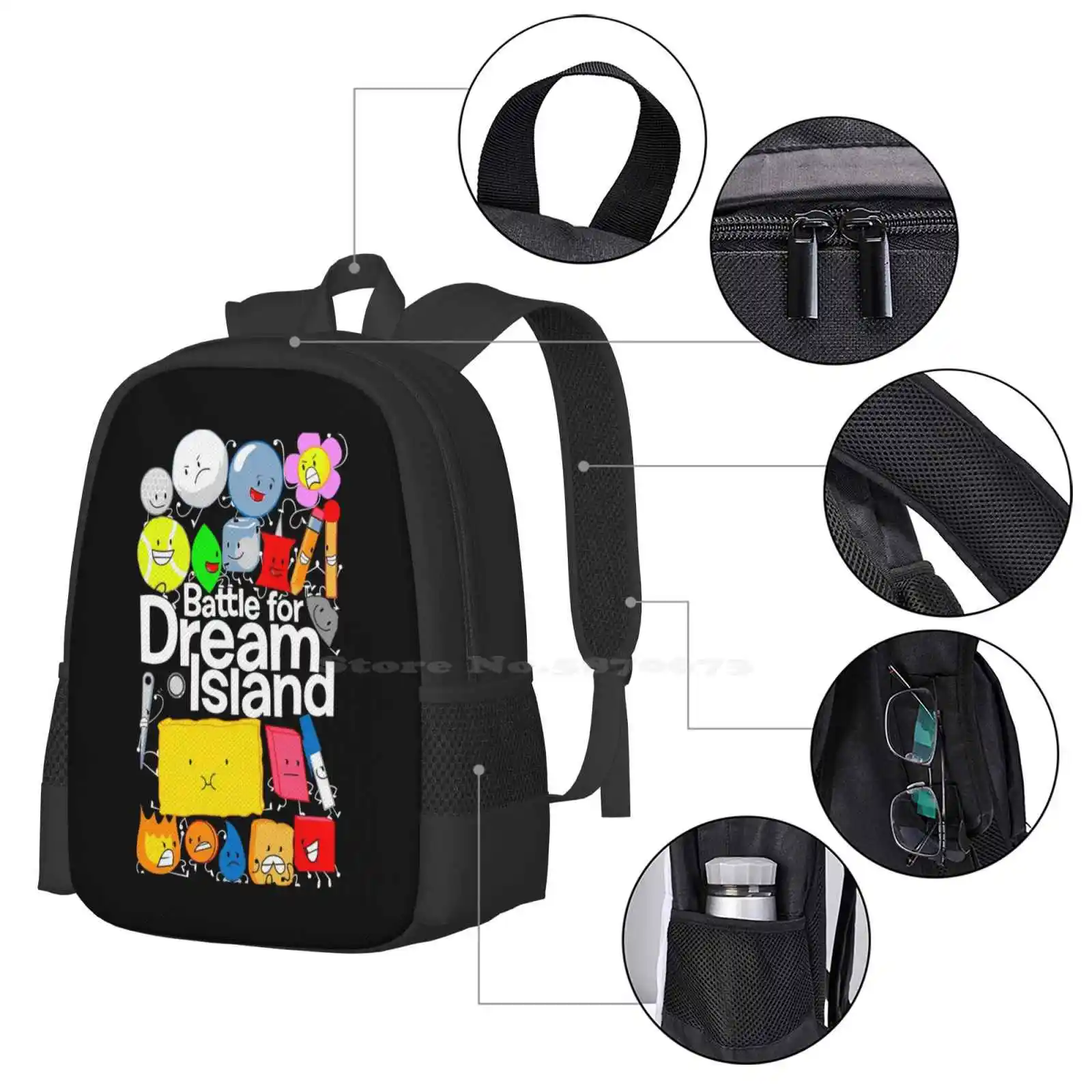 Battle For Dream Island New Arrivals Unisex Bags Student Bag Backpack Tpot Battle For Dream Island Battle For Bfdi Bfb