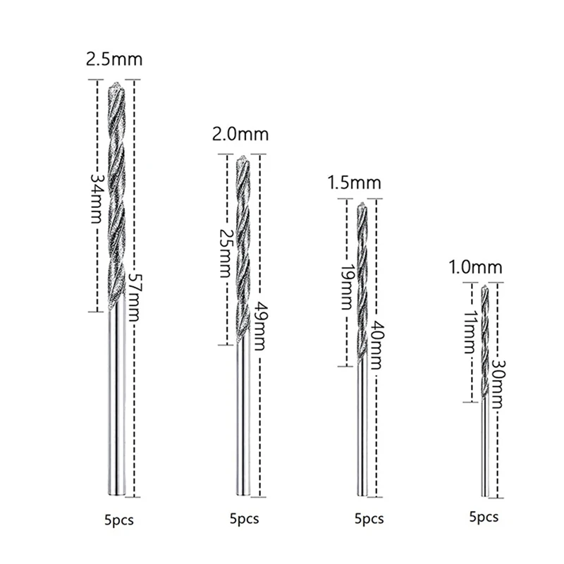 Emption!Diamond Drill Bit Set 60 Pieces 4 Sizes 1Mm 1.5Mm 2Mm 2.5Mm Twist Tip Jewelry Beach Sea Glass Shells Gemstones Lapidary