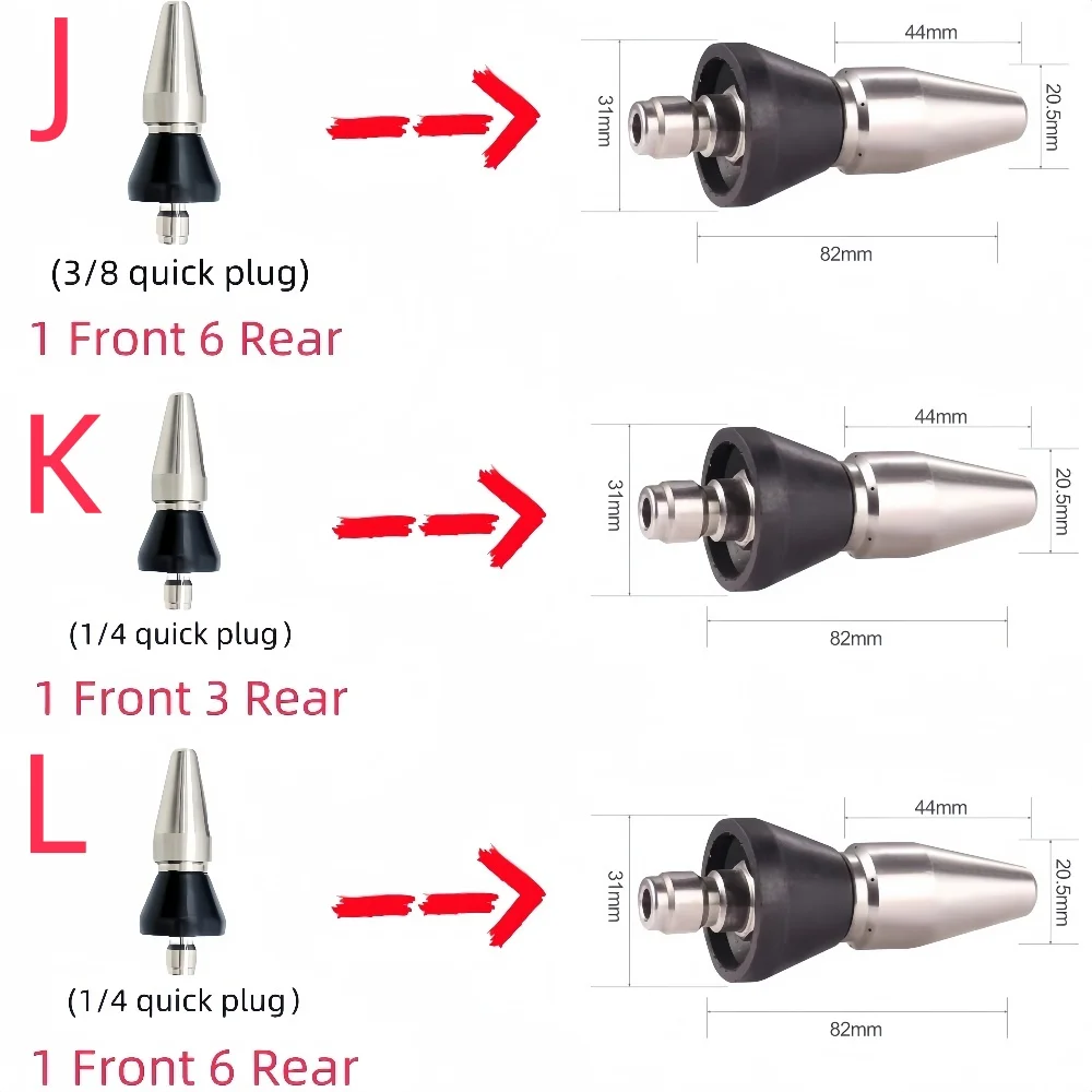 Hochdruck reinigungs maschine Düse Kanalisation Entwässerung reinigungs düse g1/4 Edelstahl Hochdruck düsen reinigungs werkzeuge